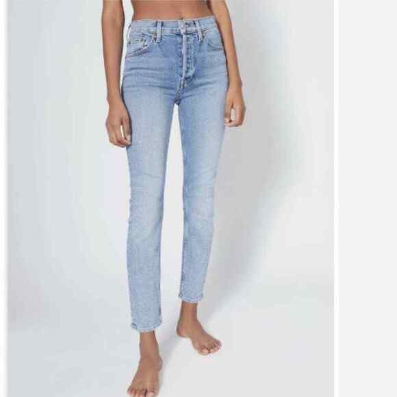 RE/DONE Sz 25 Womens Mid 90’s Comfort Stretch High Rise Ankle Jeans Button Fly - Picture 1 of 13